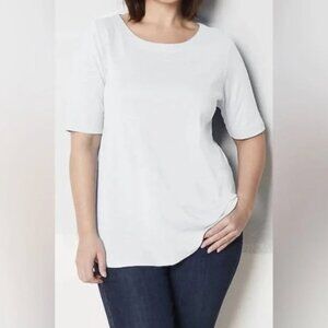 J Jill Pima Slub Elbow White Tee Large